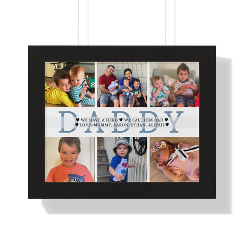 Photo -- Love, Mommy, Aaron, Ethan, Aliyah -- Black frame 11x14 -- Printify