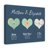 Map poster -- Matthew & Elizabeth -- Canvas 11x14 -- Printify