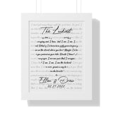 Lyrics -- Ellen & Drew 02.21.2022 -- White framed 11x14 -- Printify
