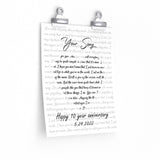 Lyrics -- Happy 10 year anniversary 5/25/2022 -- 9x11 -- Printify