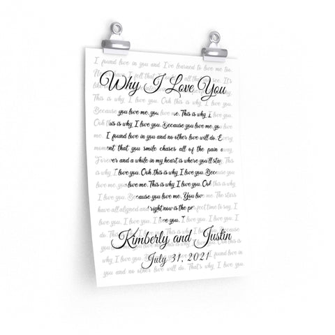 Printify 11x14 Poster - Kimberly and Justin - WHY I LOVE YOU