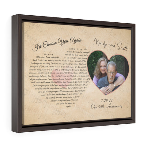 Anniversary Lyrics -- Walnut Framed Canvas 12"x16" --  Scott and Mindy 7/29/22