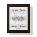 Music Lyrics Song -- Black framed 11"x14" -- Haleigh & Mitchell
