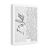 Lyrics -- Josh & Katie October 10, 2020 -- Canvas 11x14 -- Printify
