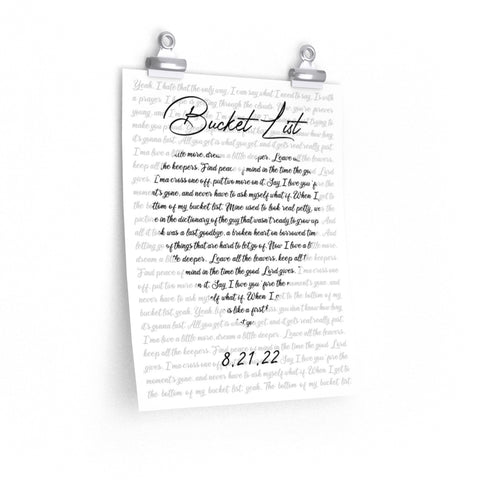 Printify 11x14 Poster - Bucket List - 8/21/22