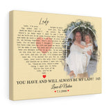 Music Lyrics Song -- Canvas 11"X14" -- Lance & Nadina