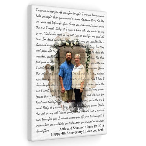 Canvas Printify 12x18 - Artie and Shannon - Lyric Head Over Boots