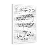 Lyrics -- John & Mariah 09.05.2018 -- Canvas 18"X24" -- Printify