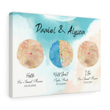 Love Anniversary Maps -- Canvas 12"X16" --  Daniel & Alyson