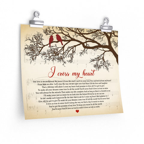 Song lyrics -- I cross my heart -- Style 4 -- 11x14 -- printify