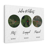 Met Engaged Married Map -- Canvas Gallery Wraps / 18"X24" -- Julia & Robert -- 1.4