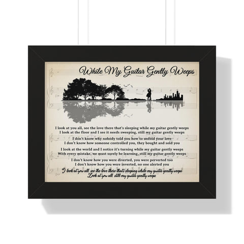 Framed Printify 14x11 -  While My Guitar Gently Weeps - Guitar & Couple Love