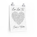 Lyrics Song -- poster/ 11''x14'' -- Chad & Heather