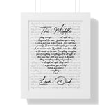 Music Lyrics Song -- White framed poster/ 11"x14" -- Love, Dad