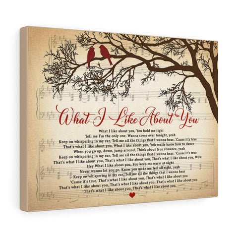 Song Lyrics -- What I Like About You (The Romantics) -- Canvas 16x12 -- Printify