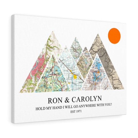 Personalized Travel Maps -- Canvas 18"X24" -- Ron and Carolyn