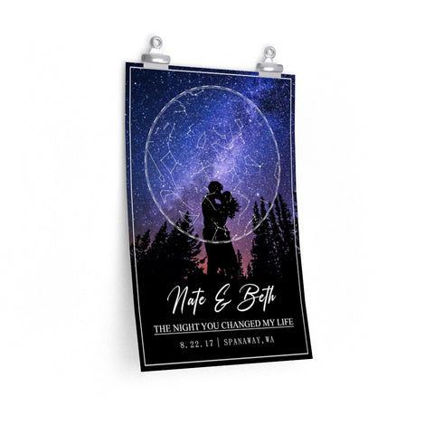 Stars Map -- Poster 12"x18" -- Nate & Beth