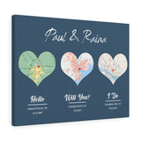 Map poster -- Paul & Raina -- Canvas 18x24 -- Printify
