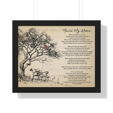 Black Framed Printify Poster 20x16 - You're My Home Billy Joel - Landscapes, Red Birds & Tree