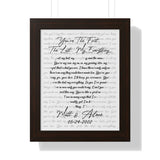 Lyrics Song -- White framed poster/ 11"x14" -- Matt & Ailene 05-24-2002