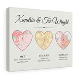Met Engaged Married Maps -- Canvas 11"X14" -- Xandria & Tre Wright