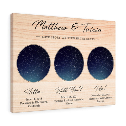 Star map -- Matthew and Tricia -- Canvas 18x24 -- printify