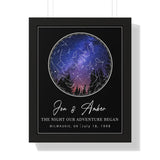 Star Maps -- Black framed poster/ 16"x20" --  Jon & Amber