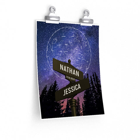 Stars Map -- Poster 9"x11" -- Nathan & Jessica