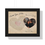 Lyrics -- Brianna & Jacob 08.20.22 -- Black framed 11x14 -- Printify