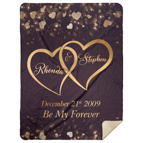 Couple Heart Name  Blanket -- Premium Mink Sherpa 60x80 -- Rhonda & Stephen
