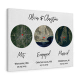 Engaged Married Map -- Olivia & Clayton -- Canvas 18"X24" -- printify