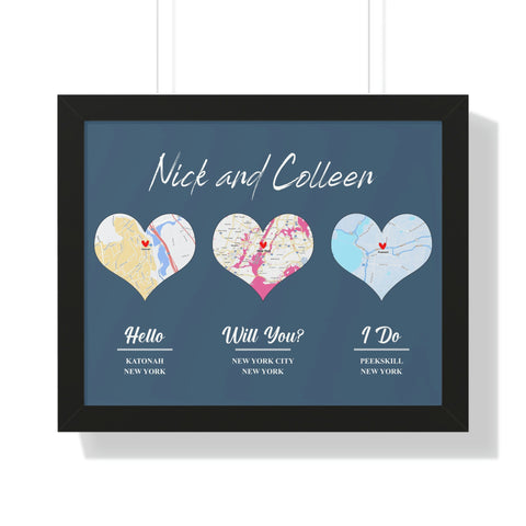 Printify Black Framed 20x16 Poster - Nick and Colleen - New York - Stories of Love