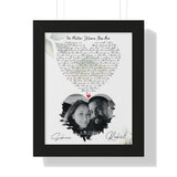 Lyrics Song -- Black framed poster/ 11"x14" -- Sabrina & Robert 8.14.2022