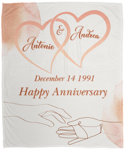 Two Hearts Blanket -- Cozy Plush Fleece 50x60 -- Antonio & Andrea