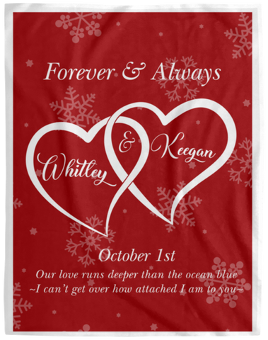 Two Hearts Blanket -- Cozy Plush Fleece 60x80 -- Whitley & Keegan