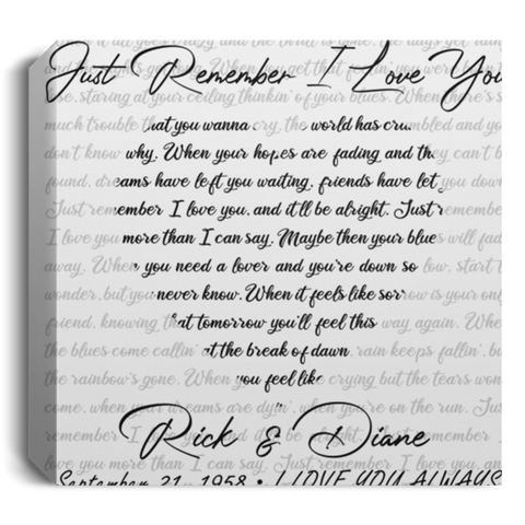 CC Square Canvas 1.5in 16x16 - Rick & Diane - September 21, 1958  - I LOVE YOU ALWAYS