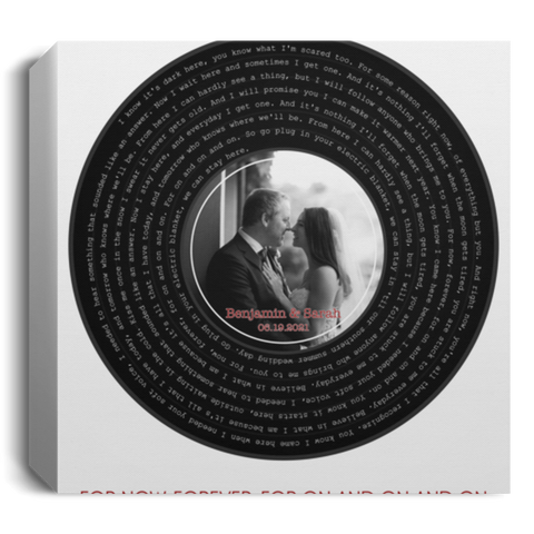 Song Record -- Square Canvas  16"X16" -- Benjamin & Sarah
