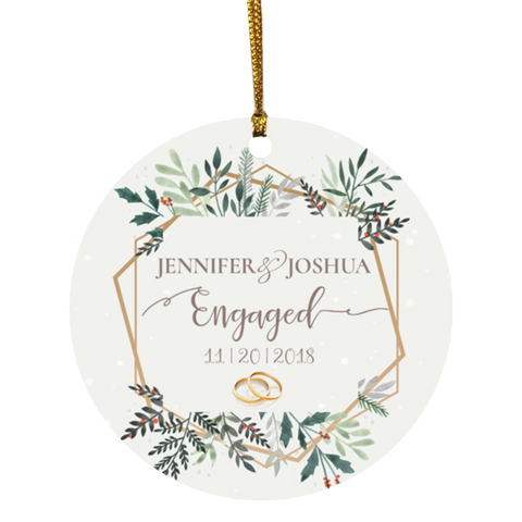 Christmas Ornaments(First Christmas Engaged) -- Circle -- Jennifer & Joshua -- customcat