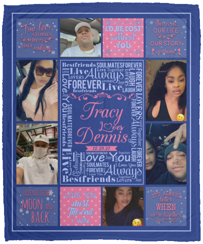 Photo Name --Cozy Plush Fleece Blanket 50x60 --  Tracy and Dennis