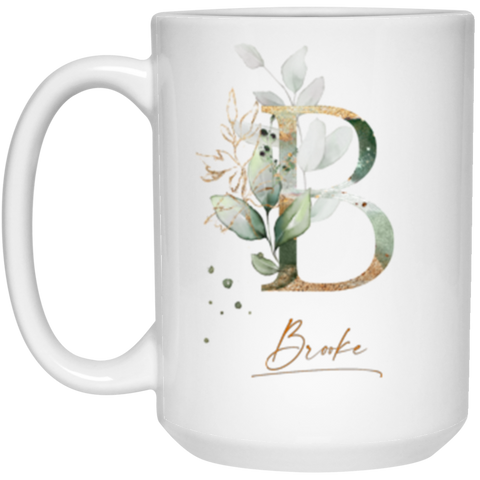 Botanica and Gold Herbs -- 15 oz. White Mug -- Brooke