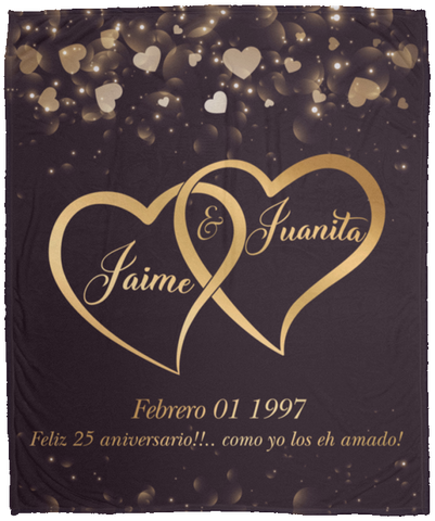 Two Hearts Couples -- Cozy Plush Fleece Blanket 50x60 -- Jaime & Juanita