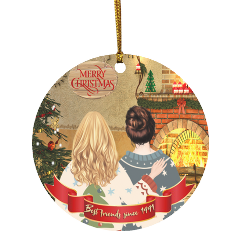 Personalized Christmas Ornaments(Best Friend Christmas) --Circle -- Best friends since 1991
