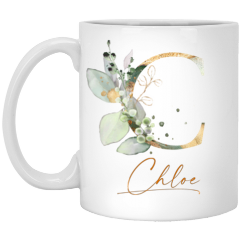 Name Mug(Botanica and Gold Herbs) -- 11oz. White --Chloe