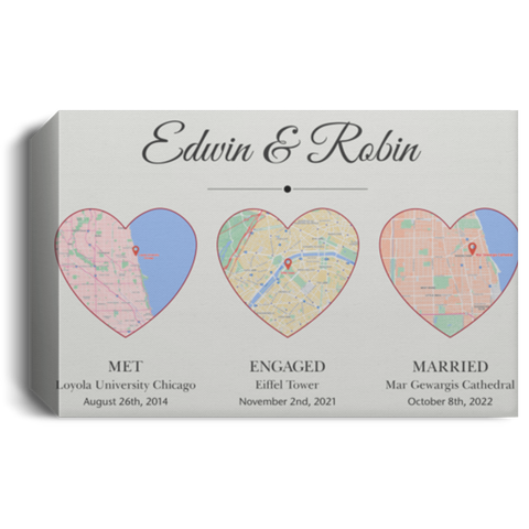 CC Canvas 1.5in Frame - Map Met Engaged Married - Edwin & Robin