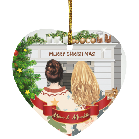 Personalized Christmas Ornaments (Best Friend Christmas) -- Heart -- Mom and Meredith
