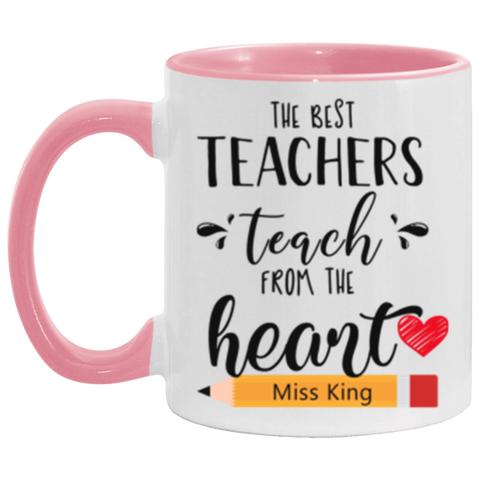 Teacher Mug -- Miss King -- Pink Accent -- CC