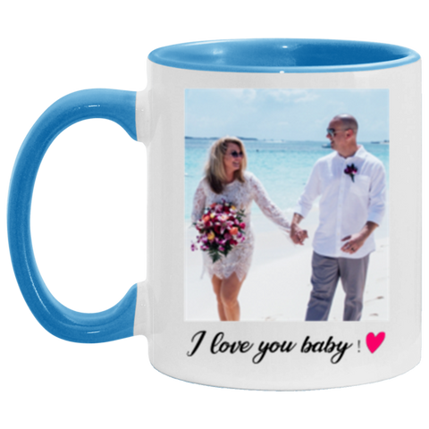 Name Photo Mug -- Blue accent -- I love you baby! -- CC