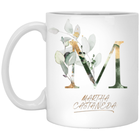 Botanica and Gold Herbs 11 oz. White Mug -- MARTHA CASTAÑEDA!