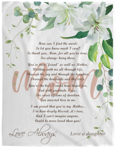 Poem Family Cozy Plush Fleece Blanket - 60x80 --Love a daughter