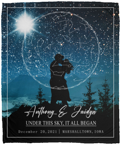 Stars Map -- Cozy Plush Fleece Blanket 50x60 -- Anthony & Jaidyn